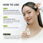 a woman applying a serum