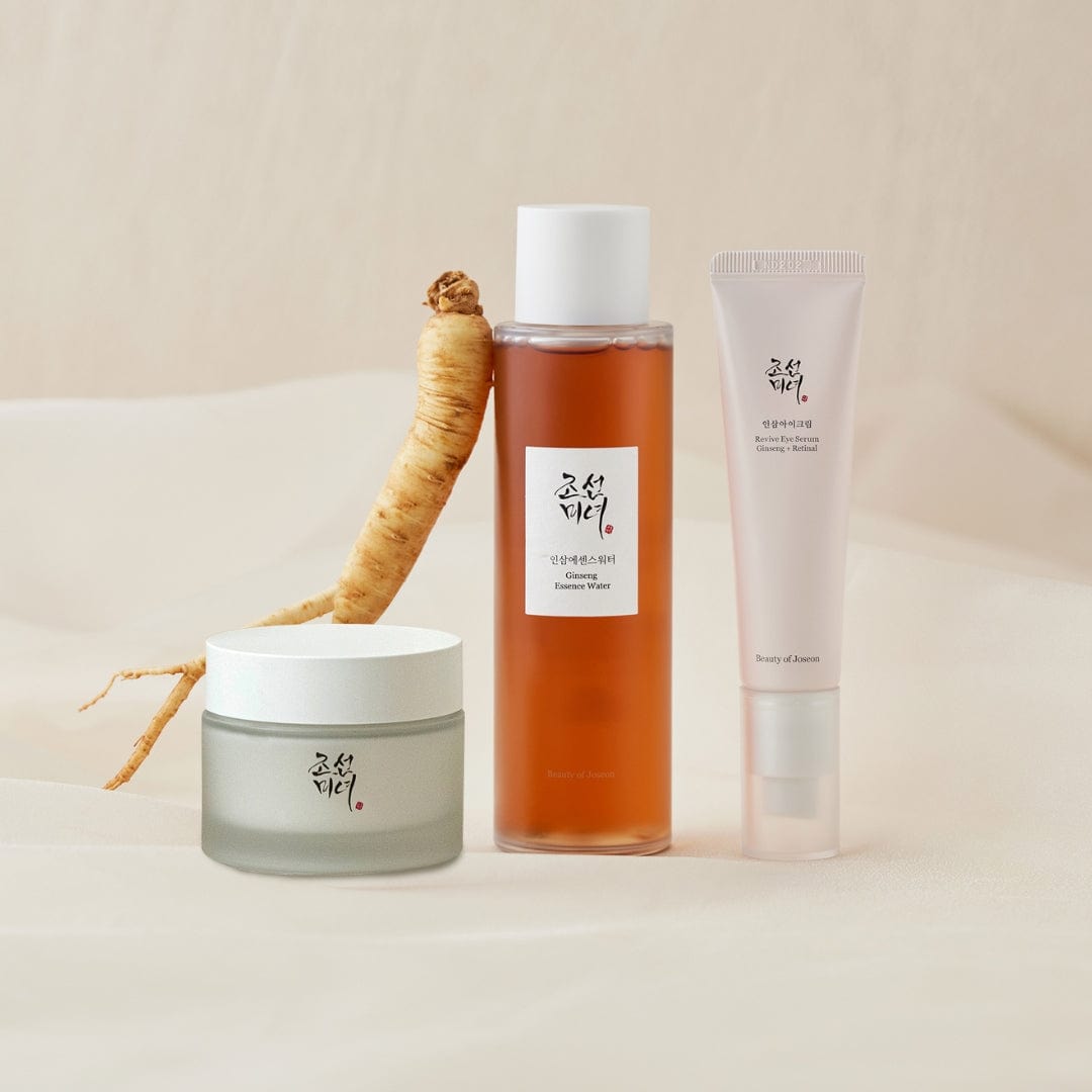 a group of bottles and a tube of cream